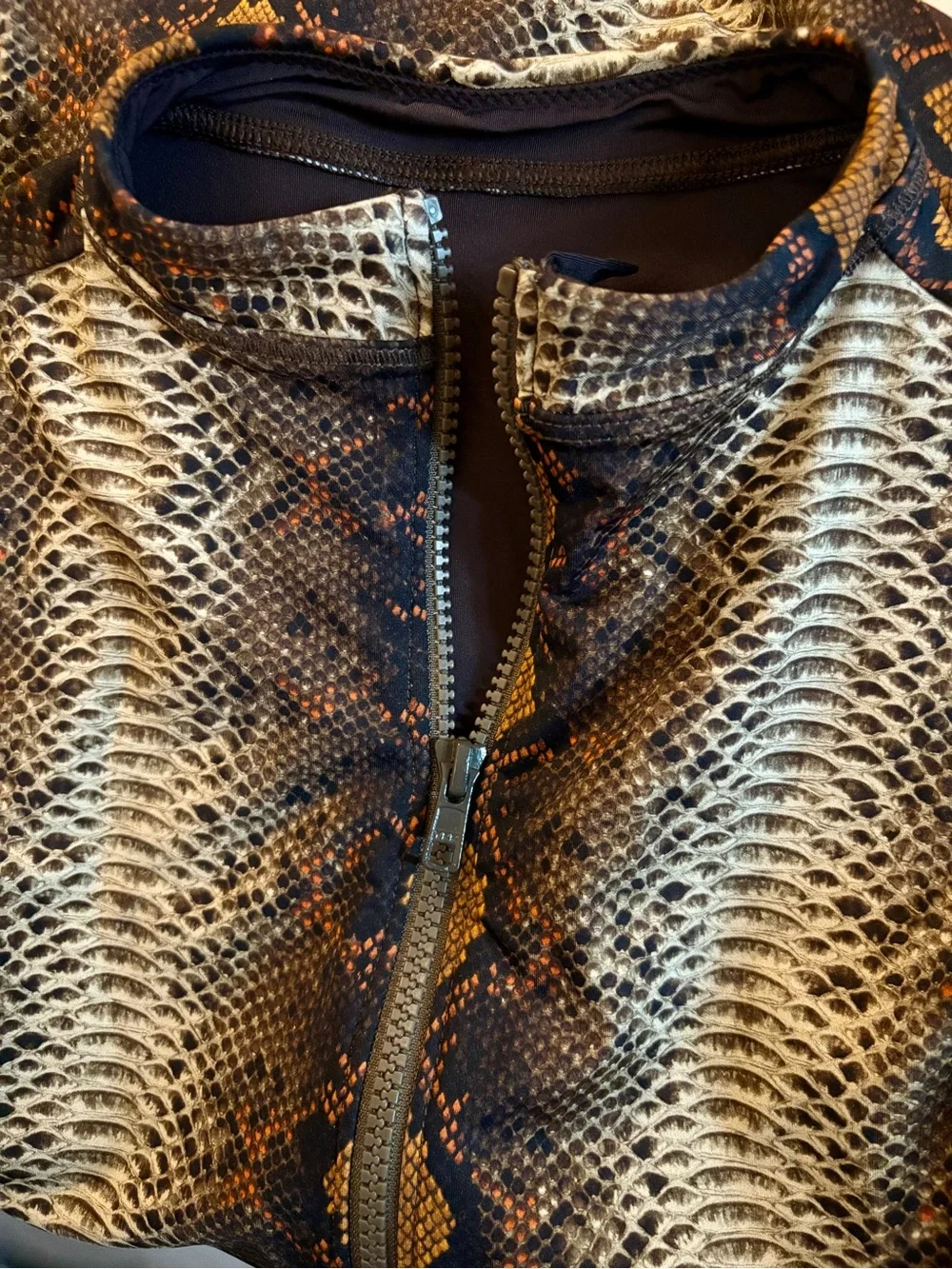 NWT Skims Recycled Swim Zip Front Sleeveless One Piece in Desert Snake Print 2X